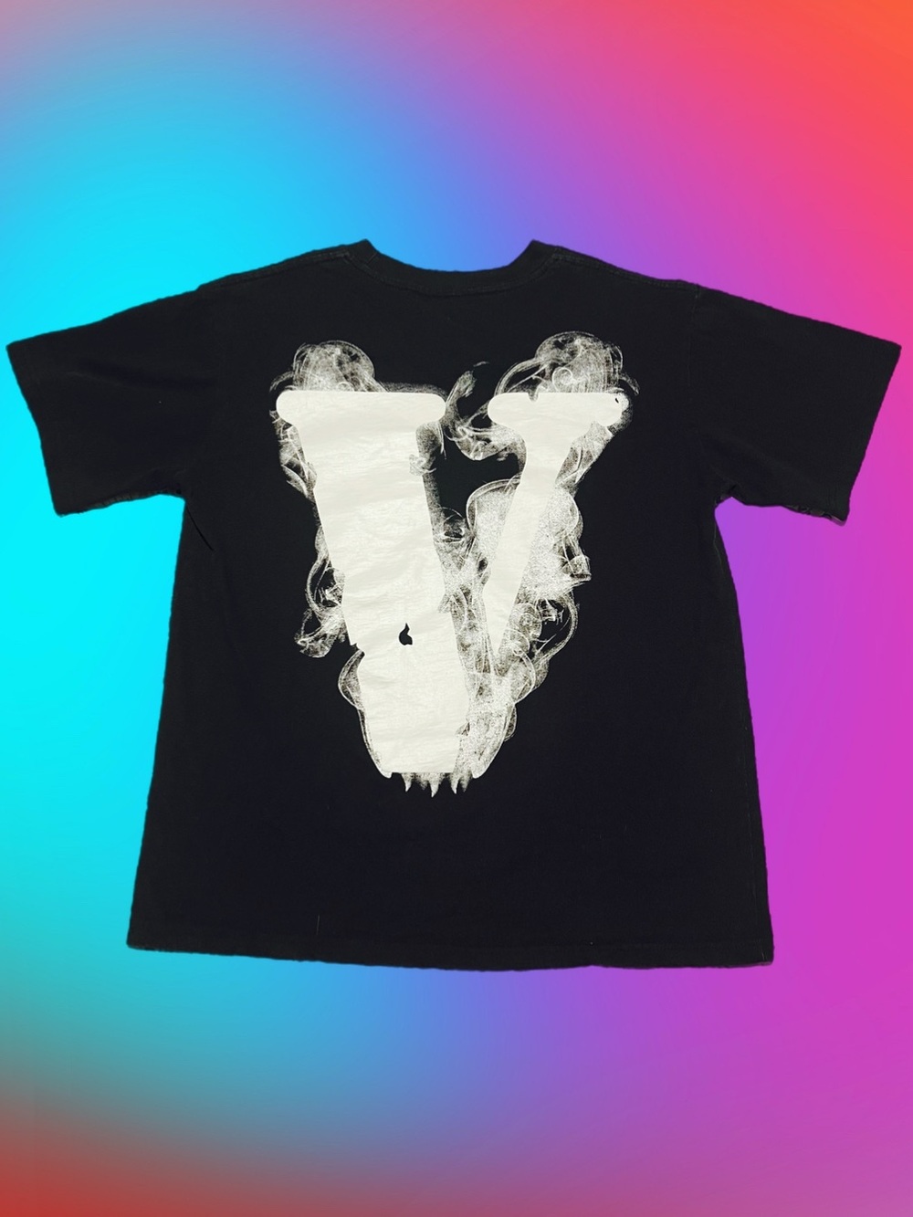 VLONE Black Tee with White Smoky 'V' Graphic